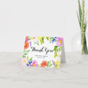 Aquarelle Fleurs de printemps Carte de remerciemen