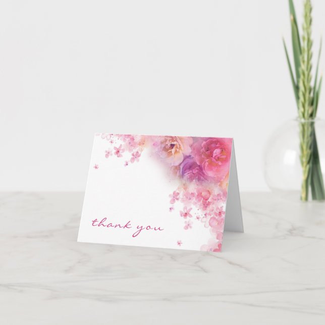 Aquarelle Fleurs Merci Hand Script élégant (Devant)