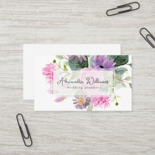 Aquarelle Fleurs roses Carte de visite Floral