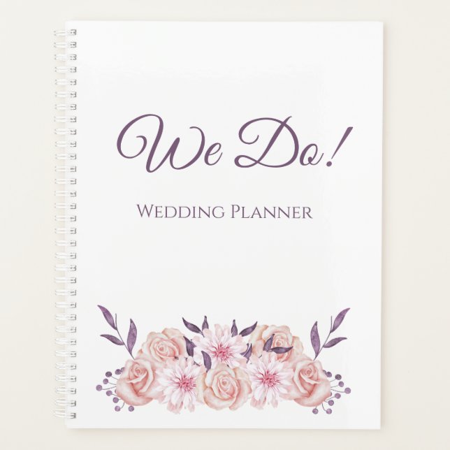 Aquarelle Fleurs roses - Mariage-Planner (Devant)