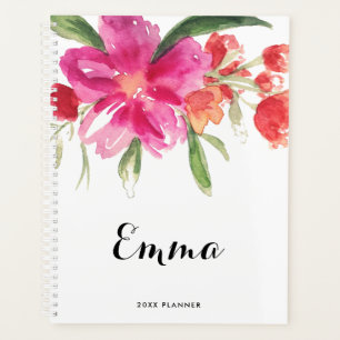 Aquarelle Fleurs Roses Posy Personnalisé Planner