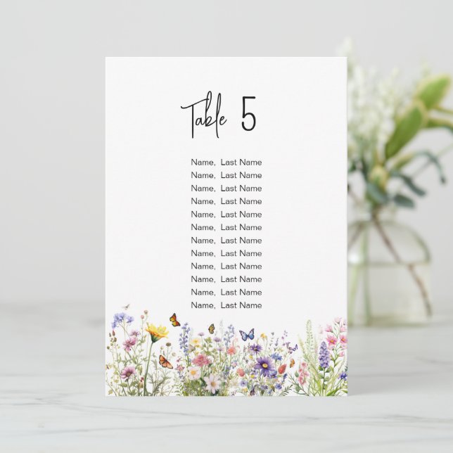 Aquarelle Fleurs sauvages Cartes de carte de siège (Debout devant)