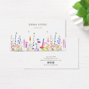 Aquarelle Fleurs Sauvages Porte-Boucles Carte d'af
