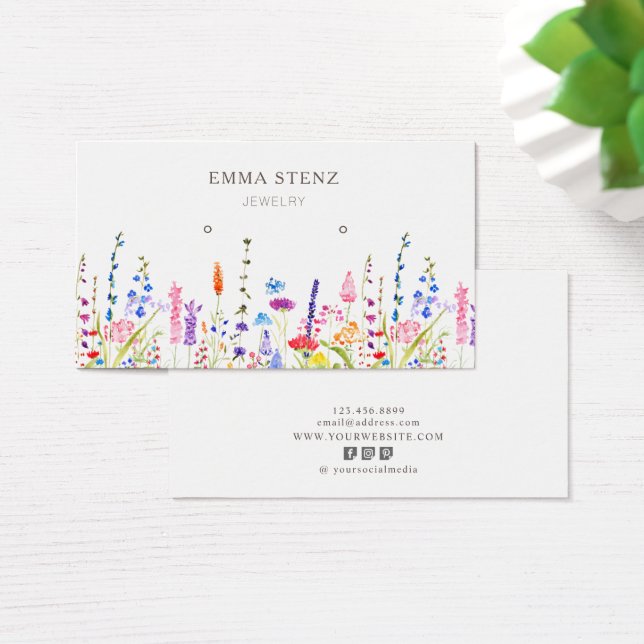 Aquarelle Fleurs Sauvages Porte-Boucles Carte d'af (Bureau)