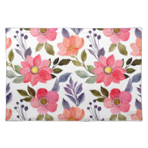 Aquarelle Fleurs Set de table de tissu
