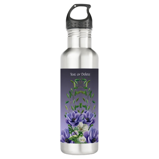 Aquarelle Fleurs violettes Bouteille d'eau (Devant)