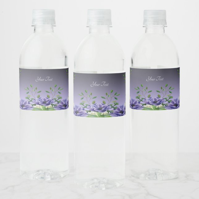 Aquarelle Fleurs violettes Étiquette bouteille d'e (Bouteilles)