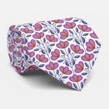 Aquarelle Flora Motif Cravate Blanc