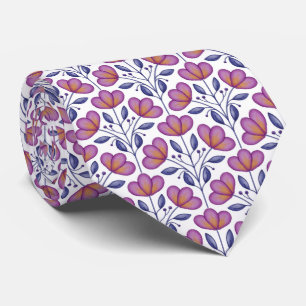 Aquarelle Flora Motif Cravate Blanc
