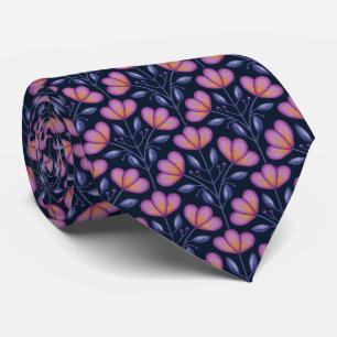 Aquarelle Flora Motif Cravate Marine