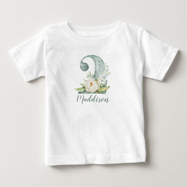 Aquarelle Floral 2ème anniversaire T-shirt (Devant)
