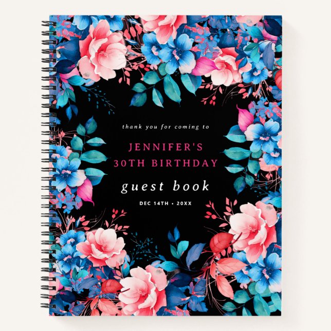 Aquarelle Floral 30e Anniversaire Livre d'hôtes No (Devant)