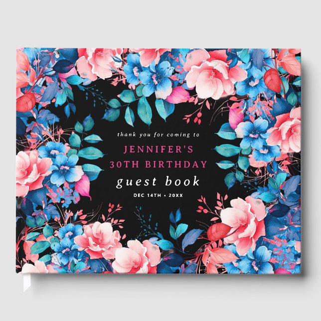 Aquarelle Floral 30e Anniversaire Livre d'hôtes No (Recto)
