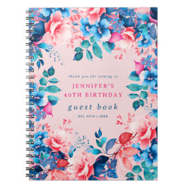 Aquarelle Floral 40e Anniversaire Livre d'hôtes Bl