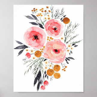 Aquarelle Floral 8x10 Poster Imprimer