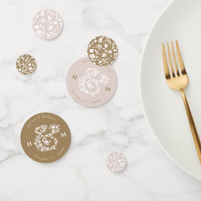 Aquarelle Floral Ampersand Mariage Table Confetti (Groupe)