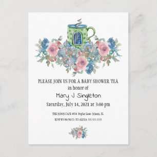 Aquarelle Floral Baby Tea Party Invitation