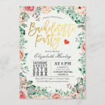 Aquarelle Floral Bachelorette Party Invitation