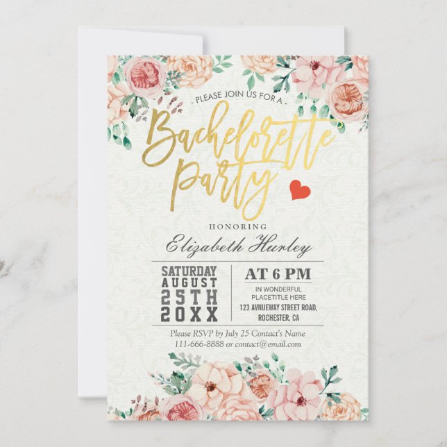Aquarelle Floral Bachelorette Party Invitation (Devant)