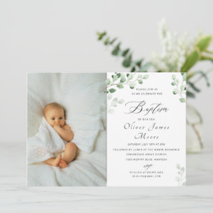 Aquarelle Floral Baptism Invitation