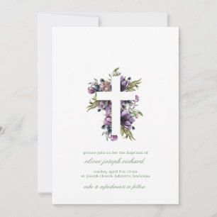 Aquarelle Floral Baptism Invitations