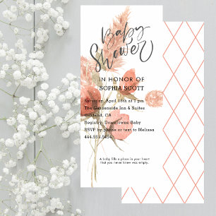 Aquarelle Floral Boho Girl Baby shower Invitation