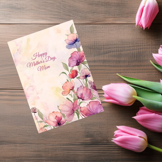 Aquarelle Floral Bonne carte de fête des mères (Créateur téléchargé)