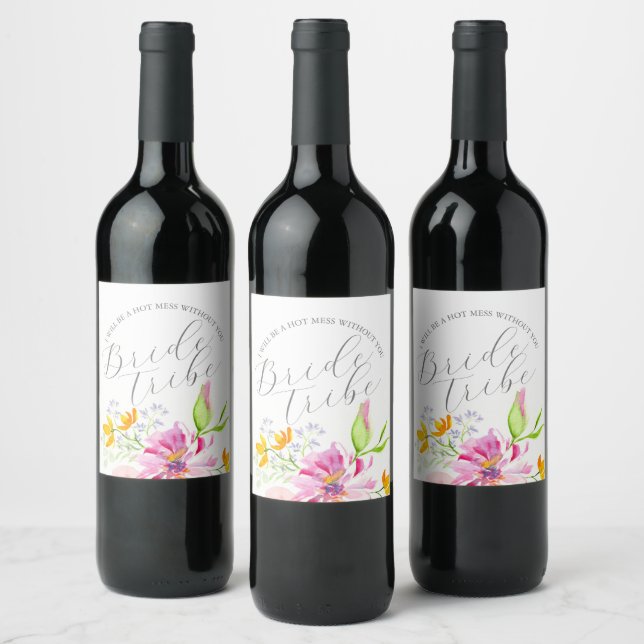 Aquarelle Floral Bridesmaid Proposition Étiquette (Bouteilles)