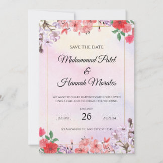 Aquarelle Floral Faire-part de mariage élégant