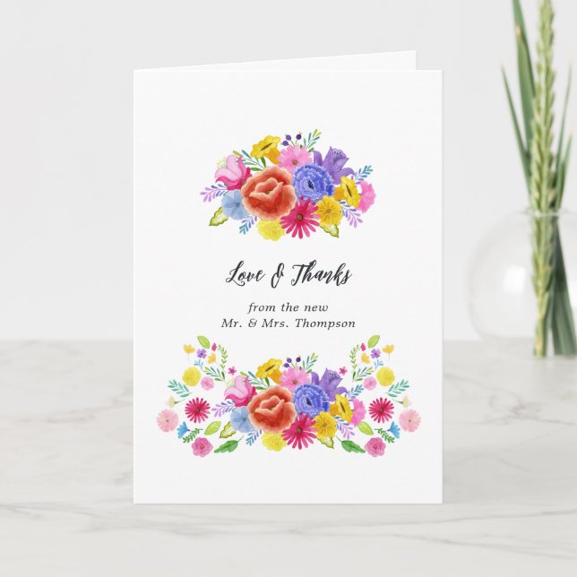 Aquarelle Floral Fiesta Carte de remerciements pho (Devant)