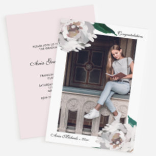 Aquarelle Floral Graduation Party Invitation