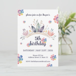 Aquarelle Floral Invitation de fête d'anniversaire