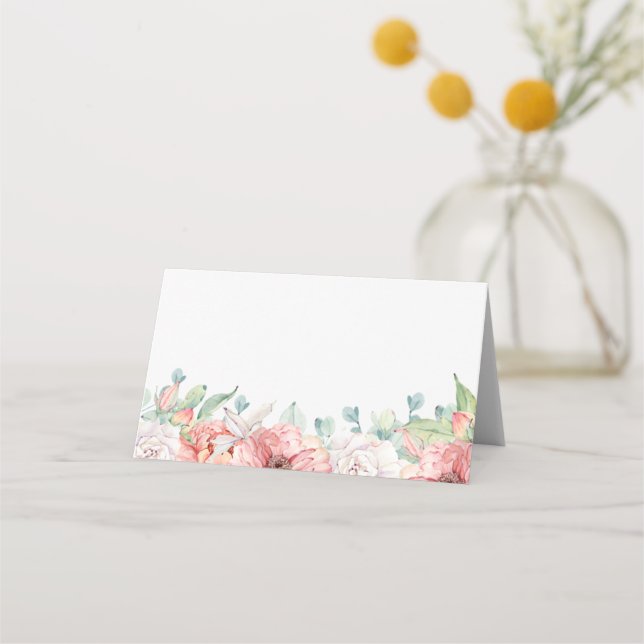 Aquarelle Floral Mariage Cartes de Place (Devant)
