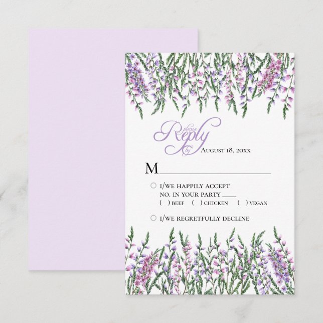 Aquarelle Floral Mariage en cuir RSVP (Devant / Derrière)