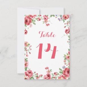 Aquarelle Floral Mariage Numéro de table