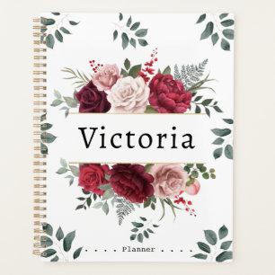 Aquarelle Floral Nom personnalisé Planificateur