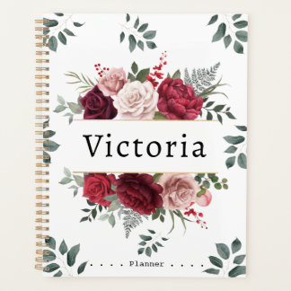 Aquarelle Floral Nom personnalisé Planificateur