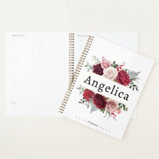 Aquarelle Floral Nom personnalisé Planificateur