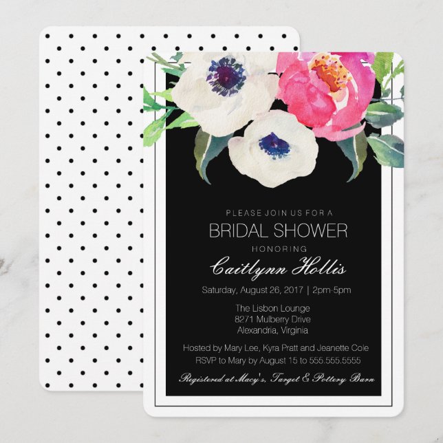 Aquarelle Floral Nuptiale Invitation (Devant / Derrière)