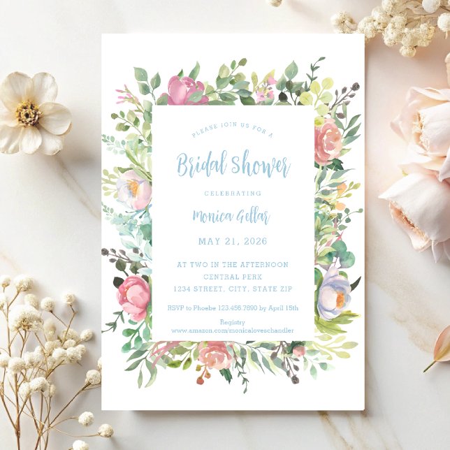 Aquarelle Floral Nuptiale Invitation (Créateur téléchargé)