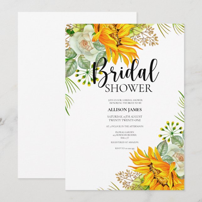 Aquarelle Floral Nuptiale Invitation (Devant / Derrière)