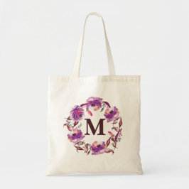 Aquarelle Floral Personnalisé Monogramme Sac en to