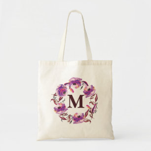 Aquarelle Floral Personnalisé Monogramme Sac en to