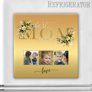 Aquarelle Floral Photo Collage Maman Magnet