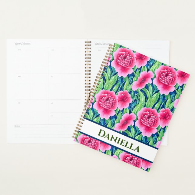 Aquarelle Floral Planificateur personnalisé (Devant avec enveloppe)