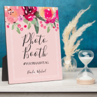 Aquarelle Floral rose clignotant photo Plaque