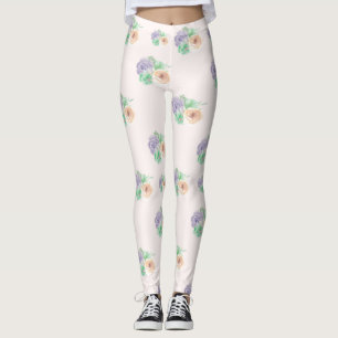 Aquarelle Floral Rose Purple Leggings