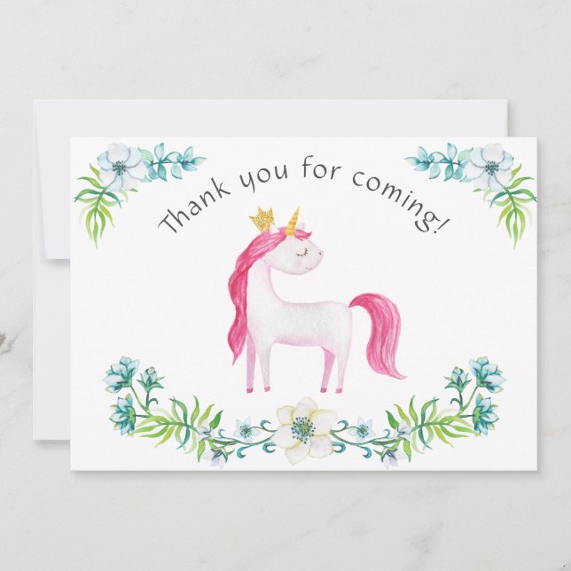 Aquarelle Floral rose Unicorn Merci (Devant)