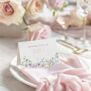 Aquarelle Floral rose violet Table Place Carte