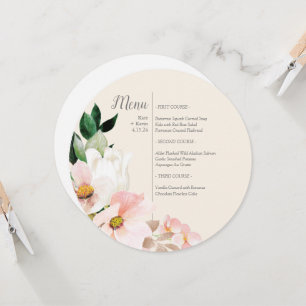 Aquarelle Floral Round Menu Invitation